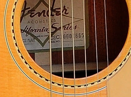 Fender acoustic soundhole label with serial number