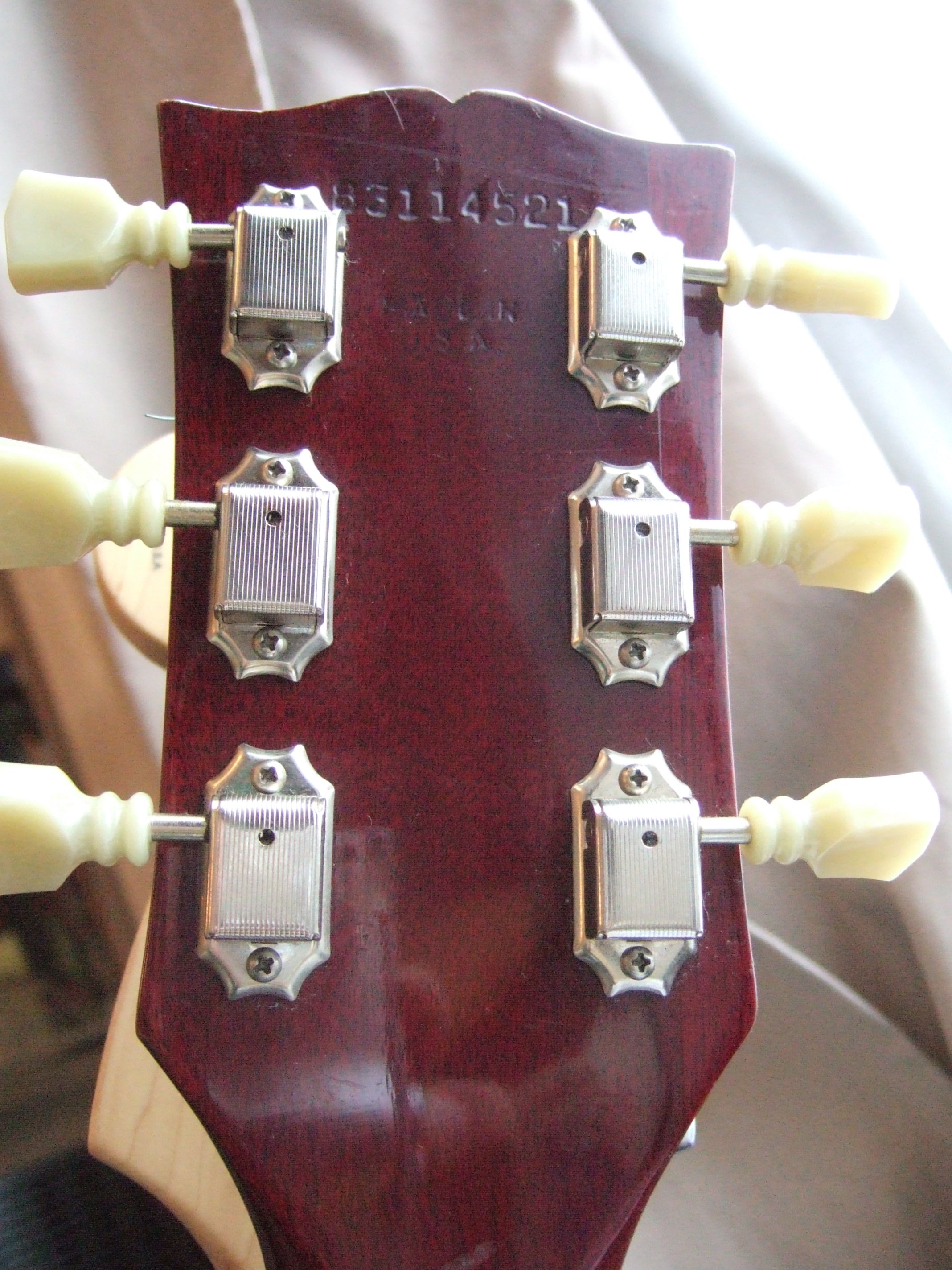 Gibson SG Standard headstock back with stamped serial number